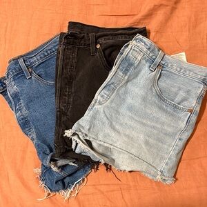 Levi's High Waist Women Shorts - Black, Dark Blue, Light Blue